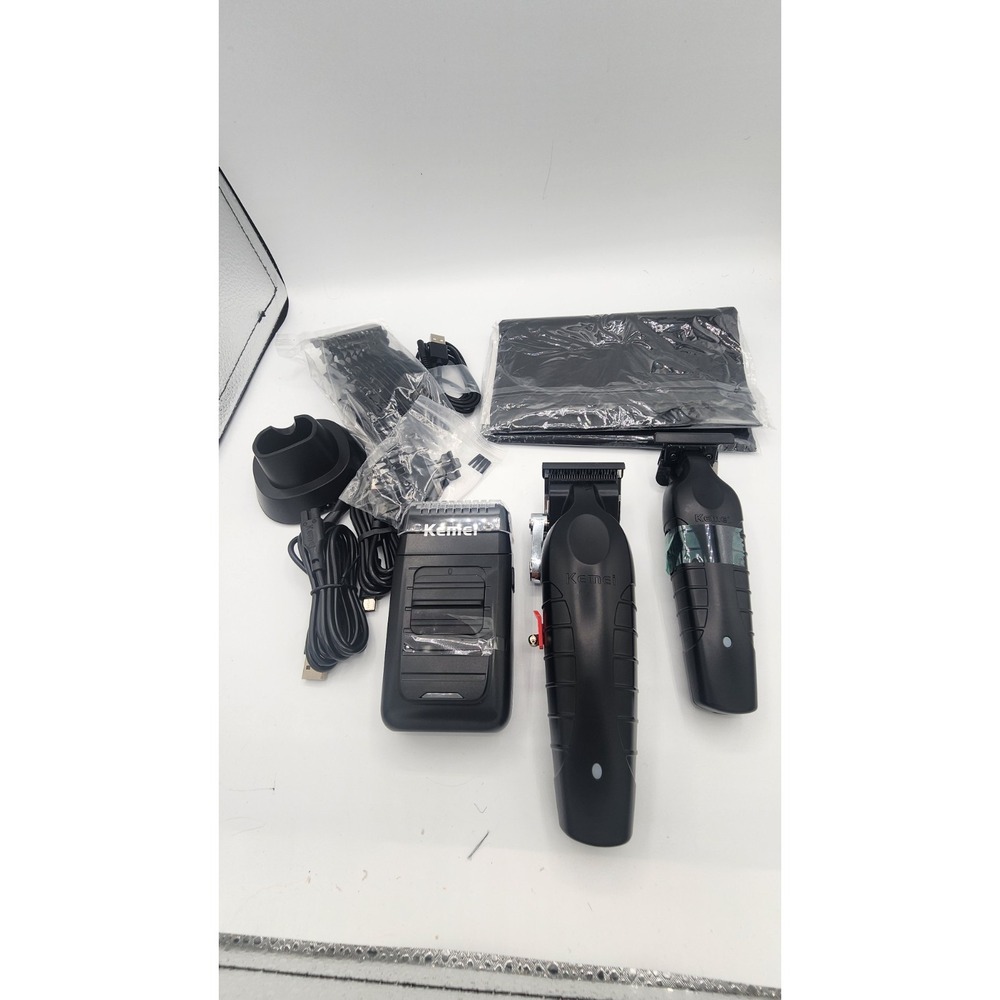 Kemei Professional Hair Clipper Trimmer Shaver Set KM-2296 KM-2299 KM-1102 Black